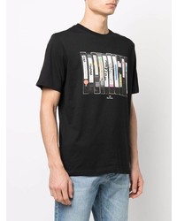 schwarzes bedrucktes T-Shirt mit einem Rundhalsausschnitt von PS Paul Smith