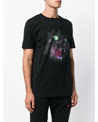 schwarzes bedrucktes T-Shirt mit einem Rundhalsausschnitt von Marcelo Burlon County of Milan