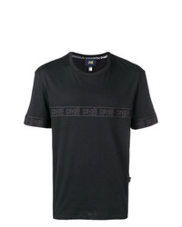 schwarzes bedrucktes T-Shirt mit einem Rundhalsausschnitt von Cavalli Class