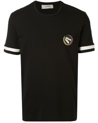 schwarzes bedrucktes T-Shirt mit einem Rundhalsausschnitt von Cerruti 1881