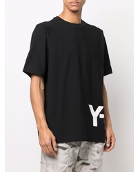 schwarzes bedrucktes T-Shirt mit einem Rundhalsausschnitt von Y-3