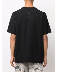 schwarzes bedrucktes T-Shirt mit einem Rundhalsausschnitt von Y-3