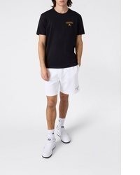 schwarzes bedrucktes T-Shirt mit einem Rundhalsausschnitt von Champion
