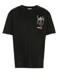 schwarzes bedrucktes T-Shirt mit einem Rundhalsausschnitt von Charles Jeffrey Loverboy