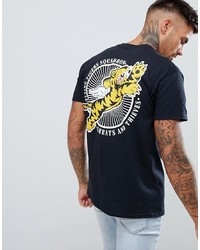 schwarzes bedrucktes T-Shirt mit einem Rundhalsausschnitt von Cheats & Thieves