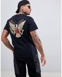 schwarzes bedrucktes T-Shirt mit einem Rundhalsausschnitt von Cheats & Thieves