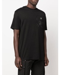 schwarzes bedrucktes T-Shirt mit einem Rundhalsausschnitt von Philipp Plein