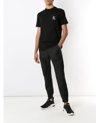 schwarzes bedrucktes T-Shirt mit einem Rundhalsausschnitt von Armani Exchange