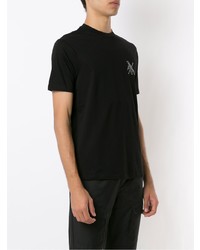 schwarzes bedrucktes T-Shirt mit einem Rundhalsausschnitt von Armani Exchange