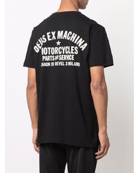 schwarzes bedrucktes T-Shirt mit einem Rundhalsausschnitt von Deus Ex Machina