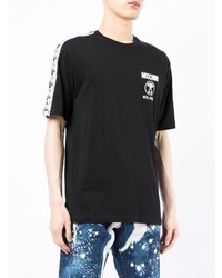 schwarzes bedrucktes T-Shirt mit einem Rundhalsausschnitt von Moschino