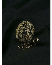 schwarzes bedrucktes T-Shirt mit einem Rundhalsausschnitt von Versace