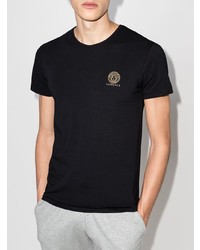 schwarzes bedrucktes T-Shirt mit einem Rundhalsausschnitt von Versace