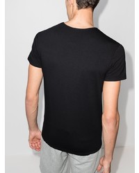 schwarzes bedrucktes T-Shirt mit einem Rundhalsausschnitt von Versace