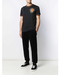 schwarzes bedrucktes T-Shirt mit einem Rundhalsausschnitt von Dolce & Gabbana