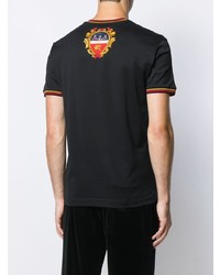 schwarzes bedrucktes T-Shirt mit einem Rundhalsausschnitt von Dolce & Gabbana