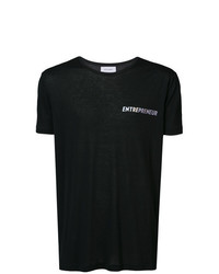 schwarzes bedrucktes T-Shirt mit einem Rundhalsausschnitt von Chin Mens