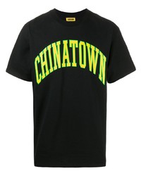 schwarzes bedrucktes T-Shirt mit einem Rundhalsausschnitt von Chinatown Market