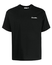 schwarzes bedrucktes T-Shirt mit einem Rundhalsausschnitt von Chocoolate