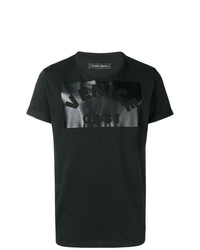 schwarzes bedrucktes T-Shirt mit einem Rundhalsausschnitt von Christian Pellizzari