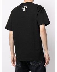 schwarzes bedrucktes T-Shirt mit einem Rundhalsausschnitt von A Bathing Ape