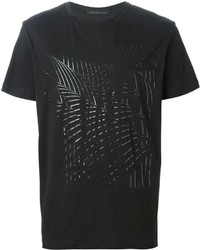 schwarzes bedrucktes T-Shirt mit einem Rundhalsausschnitt von Christopher Kane