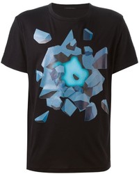 schwarzes bedrucktes T-Shirt mit einem Rundhalsausschnitt von Christopher Kane