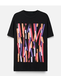 schwarzes bedrucktes T-Shirt mit einem Rundhalsausschnitt von Christopher Kane