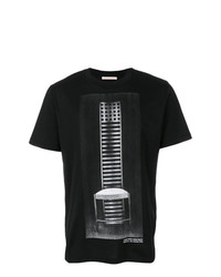 schwarzes bedrucktes T-Shirt mit einem Rundhalsausschnitt von Christopher Kane