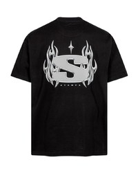 schwarzes bedrucktes T-Shirt mit einem Rundhalsausschnitt von Stampd