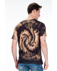 schwarzes bedrucktes T-Shirt mit einem Rundhalsausschnitt von Cipo & Baxx