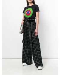 schwarzes bedrucktes T-Shirt mit einem Rundhalsausschnitt von Circled Be Different