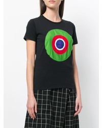 schwarzes bedrucktes T-Shirt mit einem Rundhalsausschnitt von Circled Be Different