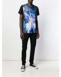 schwarzes bedrucktes T-Shirt mit einem Rundhalsausschnitt von Balmain