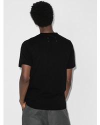 schwarzes bedrucktes T-Shirt mit einem Rundhalsausschnitt von Maison Margiela