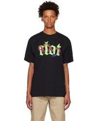 schwarzes bedrucktes T-Shirt mit einem Rundhalsausschnitt von Clot