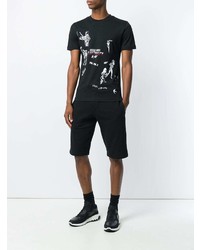 schwarzes bedrucktes T-Shirt mit einem Rundhalsausschnitt von McQ Alexander McQueen