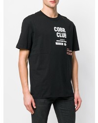 schwarzes bedrucktes T-Shirt mit einem Rundhalsausschnitt von McQ Alexander McQueen