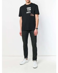 schwarzes bedrucktes T-Shirt mit einem Rundhalsausschnitt von McQ Alexander McQueen