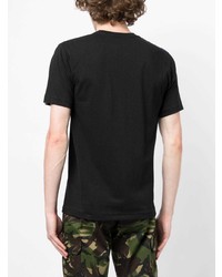 schwarzes bedrucktes T-Shirt mit einem Rundhalsausschnitt von A Bathing Ape