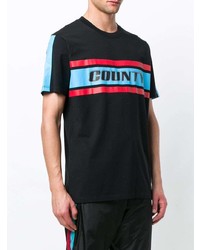 schwarzes bedrucktes T-Shirt mit einem Rundhalsausschnitt von Marcelo Burlon County of Milan