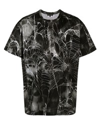 schwarzes bedrucktes T-Shirt mit einem Rundhalsausschnitt von Comme Des Garcons Homme Plus