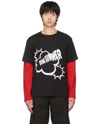 schwarzes bedrucktes T-Shirt mit einem Rundhalsausschnitt von Comme Des Garcons SHIRT