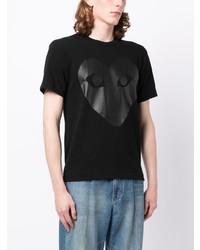 schwarzes bedrucktes T-Shirt mit einem Rundhalsausschnitt von Comme des Garcons