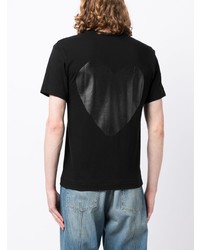 schwarzes bedrucktes T-Shirt mit einem Rundhalsausschnitt von Comme des Garcons