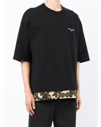 schwarzes bedrucktes T-Shirt mit einem Rundhalsausschnitt von Comme des Garcons Homme