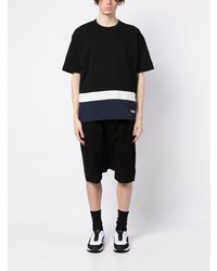 schwarzes bedrucktes T-Shirt mit einem Rundhalsausschnitt von Comme des Garcons Homme