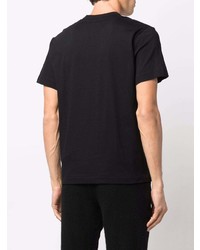 schwarzes bedrucktes T-Shirt mit einem Rundhalsausschnitt von Comme Des Garcons Homme Plus