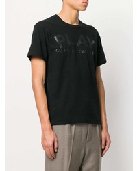 schwarzes bedrucktes T-Shirt mit einem Rundhalsausschnitt von Comme Des Garcons Play