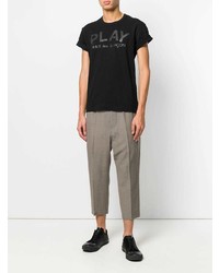 schwarzes bedrucktes T-Shirt mit einem Rundhalsausschnitt von Comme Des Garcons Play